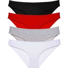 Royaleks 4 adet Süper Eko Set Likralı Kadın Slip Külot Siyah Kırmızı Gri Beyaz