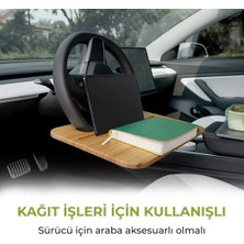 Okfis Çok Amaçlı Ahşap Stand Araba Yemek Masası Dizüstü Bilgisayar Standı Direksiyon Tepsisi