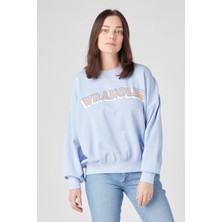 Wrangler Wrangler Regular Fit Normal Kesim Pamuk Bisiklet Yaka Mavi Sweatshirt