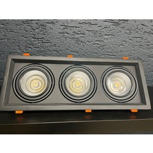 TekwaT Sıva Altı AR111 Cob Led 25 W Armatür Siyah 3'lü Kasa