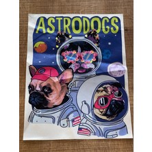 Gönülden Tasarım 26X20 cm Boncuklu Pullu Astronot Köpekler Aplike Yama Dikiş Aksesuarı