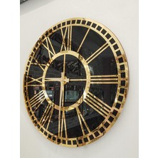 Ayna Denizi Golden Black Model Altın Siyah Renk 50 Cm Dekoratif Aynalı Duvar Saati