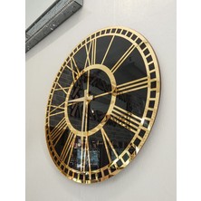 Ayna Denizi Golden Black Model Altın Siyah Renk 50 Cm Dekoratif Aynalı Duvar Saati