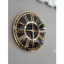 Ayna Denizi Golden Black Model Altın Siyah Renk 50 Cm Dekoratif Aynalı Duvar Saati