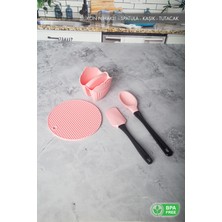 Aes Home Silikon Mutfak Seti (Nihale-Spatula-Kaşık-Tutamaç) Pembe