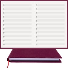 BİDEFTER Müzik Defteri - Sol Anahtarlı - %100 El Yapımı, El Dikişi (İplik Dikiş) 1. Sınıf Viston Kumaş Ciltli Defter A/4 Bordo