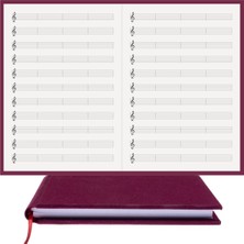 Bi Defter Müzik Defteri - Sol Anahtarlı, Dört Kesik Çizgili - %100 El Yapımı, El Dikişi (İplik Dikiş) 1. Sınıf Viskon Kumaş Ciltli "Benzersiz Ürün" A/4 Bordo