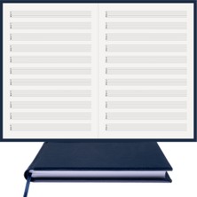 BİDEFTER Müzik Defteri - Tab Anahtarlı - %100 El Yapımı, El Dikişi (İplik Dikiş) 1. Sınıf Termo Deri Ciltli Defter A/4 Lacivert