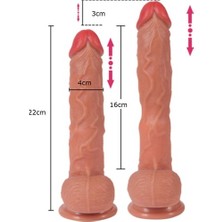 Odinsshop USB Şarjlı 22 cm Ileri Geri Hareketli Kumandalı Gerçekçi Silikon Vantuzlu Penis