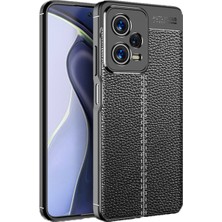 Microcase Xiaomi Redmi Note 12 Pro Plus (Global) Leather Serisi Deri Efekt Silikon Kılıf - Siyah AL3337