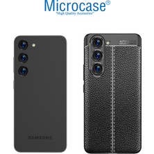 Microcase Samsung Galaxy S23 Leather Serisi Deri Efekt Silikon Kılıf - Siyah AL3337