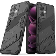 Microcase Xiaomi Redmi Note 12 (Çin Versiyon) Matrix Serisi Armor Standlı Perfect Koruma Kılıf -Siyah AL3416