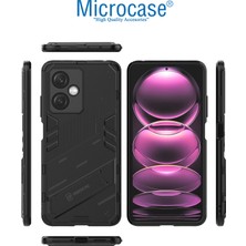 Microcase Xiaomi Redmi Note 12 (Çin Versiyon) Matrix Serisi Armor Standlı Perfect Koruma Kılıf -Siyah AL3416