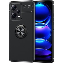 Microcase Xiaomi Redmi Note 12 Pro (Global) Focus Serisi Yüzük Standlı Silikon Kılıf - Siyah AL3363