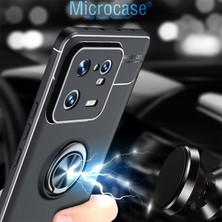 Microcase Xiaomi 13 Pro (Global) Focus Serisi Yüzük Standlı Silikon Kılıf - Siyah AL3363