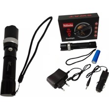 Neler Geldi Neler Profesyonel Şarjlı El Feneri Ledli+Flashlight+Zoom Özellikli+Tüfek Aparatı 6 Parça Full Set