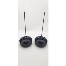 Be Beauty 2 Adet Siyah Renk Çanak Tip Metal Çubuk Tütsülük (Çap 9,5 Cm, Derinlik 3 Cm)