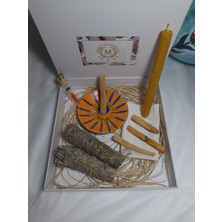 Palo Santo Hediyelik Ritüel Set, Palo Santo, Adaçayı, Lavanta, Balmumu Mum, Kibrit, Tütsülük