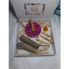 Palo Santo Hediyelik Ritüel Set, Palo Santo, Adaçayı, Lavanta, Balmumu Mum, Kibrit, Tütsülük