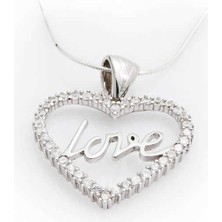 Stil Love Gümüş Taşlı Love Bayan Kolye