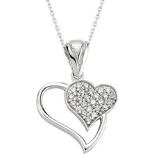 Stil Love Gümüş Kalpli Bayan Kolye