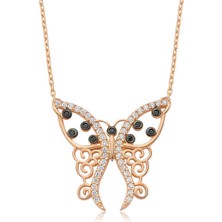 Stil Love Gümüş Desenli Kelebek Bayan Kolye