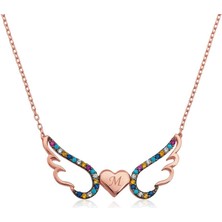 Stil Love Gümüş Kanatlı Kalp Kolye