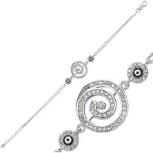 Stil Love Gümüş Yuvarlak Nazarlı Bayan Bileklik