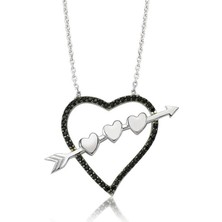 Stil Love Gümüş Oklu Kalp Bayan Kolye