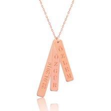 Stil Love Gümüş Isimlik Çubuk Plaka Kolye