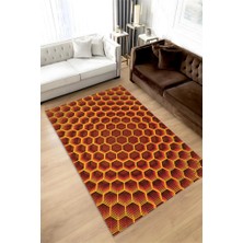 Homshtag 3D Petekler Dokuma Tabanlı Kırmızı Renkli Halı Hayvan Baskılı Renkli Mutfak Halısı