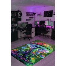 Homshtag Neon Mantar Çok Renkli Mantarlı Mutfak Halısı Neon Mantar Baskılı Özel Tasarım Halı