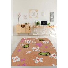 Homshtag Şaşkın Kurbağa Bej Renkli Minimalist Mutfak Halısı Kurbağa Baskılı Özel Tasarım Halı