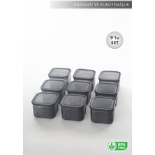 Aes Home Erzak Saklama Kabı Sızdırmaz Kapak 9'lu Set Füme