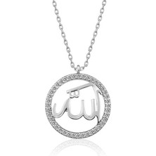 Stil Love Gümüş Arapça Allah Yazılı Bayan Kolye