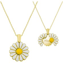 Stil Love Gümüş Gold Kişiye Özel Papatya Kolye