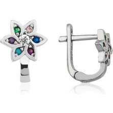 Stil Love Gümüş Renkli Çiçek Bayan Küpe