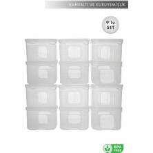 Aes Home Erzak Saklama Kabı Sızdırmaz Kapak 9'lu Set Şeffaf