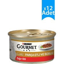 Gourmet Gold Parça Etli Soslu Sığır Etli Konserve 85 gr x 12 Adet