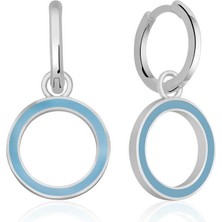 Stil Love Gümüş Fosforlu Mavi Oval Küpe