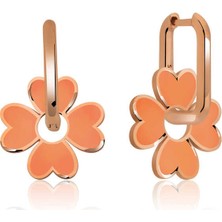 Stil Love ​Gümüş Fosforlu Turuncu Yonca Küpe