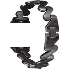 AktarMobile Apple Watch 7 6 Se 5 4 3 2 1 - 45 / 44 / 42 mm Uyumlu Metal Kordon Zikzak Bilezik Çelik Kayış