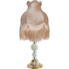dekovien Gold Renk Kadife Kumaş Kaplı Yatak Odası Salon Için Vintage Abajur AB0122334