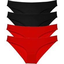 Royaleks 4 adet Süper Eko Set Likralı Kadın Slip Külot Siyah Kırmızı
