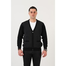 Woolen World Düğmeli Çift Cepli Nokta Desenli Erkek Triko Hırka10