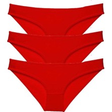 Royaleks 3 adet Süper Eko Set Likralı Kadın Slip Külot Kırmızı