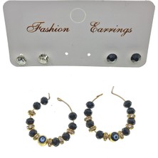 X-lady Accessories Altın Renk Siyah Boncuk Şık Sallantılı El Işi Kombin Küpe - 2238