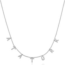 Stil Love Gümüş Atatürk Yazılı Bayan Kolye