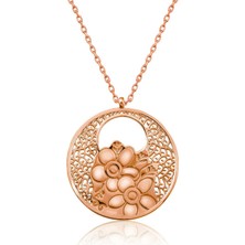 Stil Love Gümüş Rose Yaşam Çiçeği Kolye