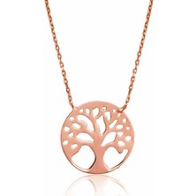 Stil Love Gümüş Rose Hayat Ağacı Bayan Kolye
